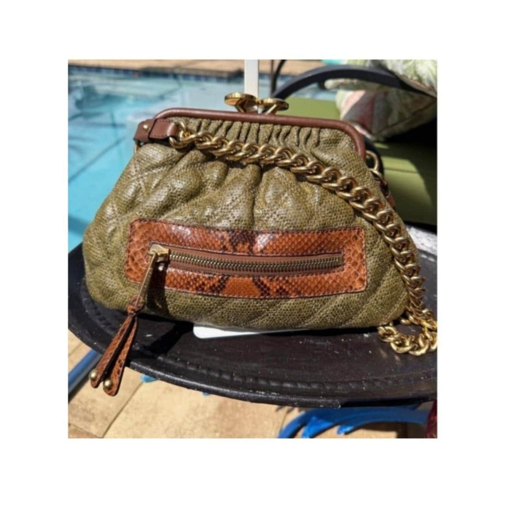 Marc Jacobs Vintage Moss Green Quilted Leather Python Little Stam Bag - Picture 7 of 17
